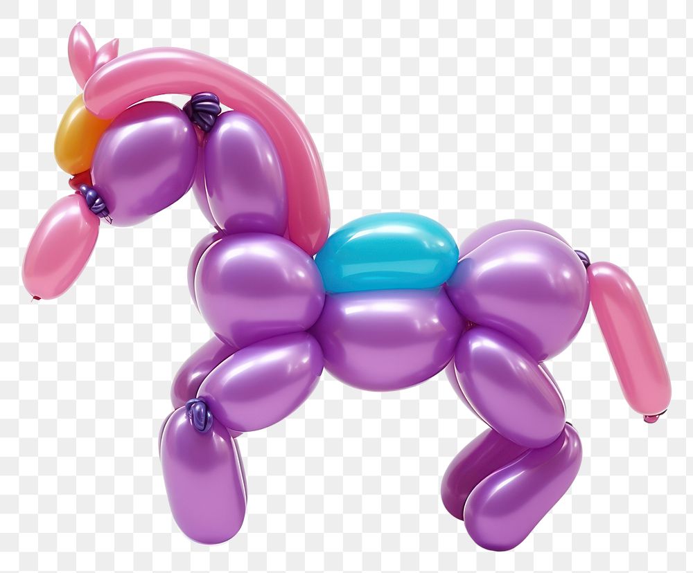 PNG  A balloon twisting in the shape of a horse purple white background representation. AI generated Image by rawpixel.