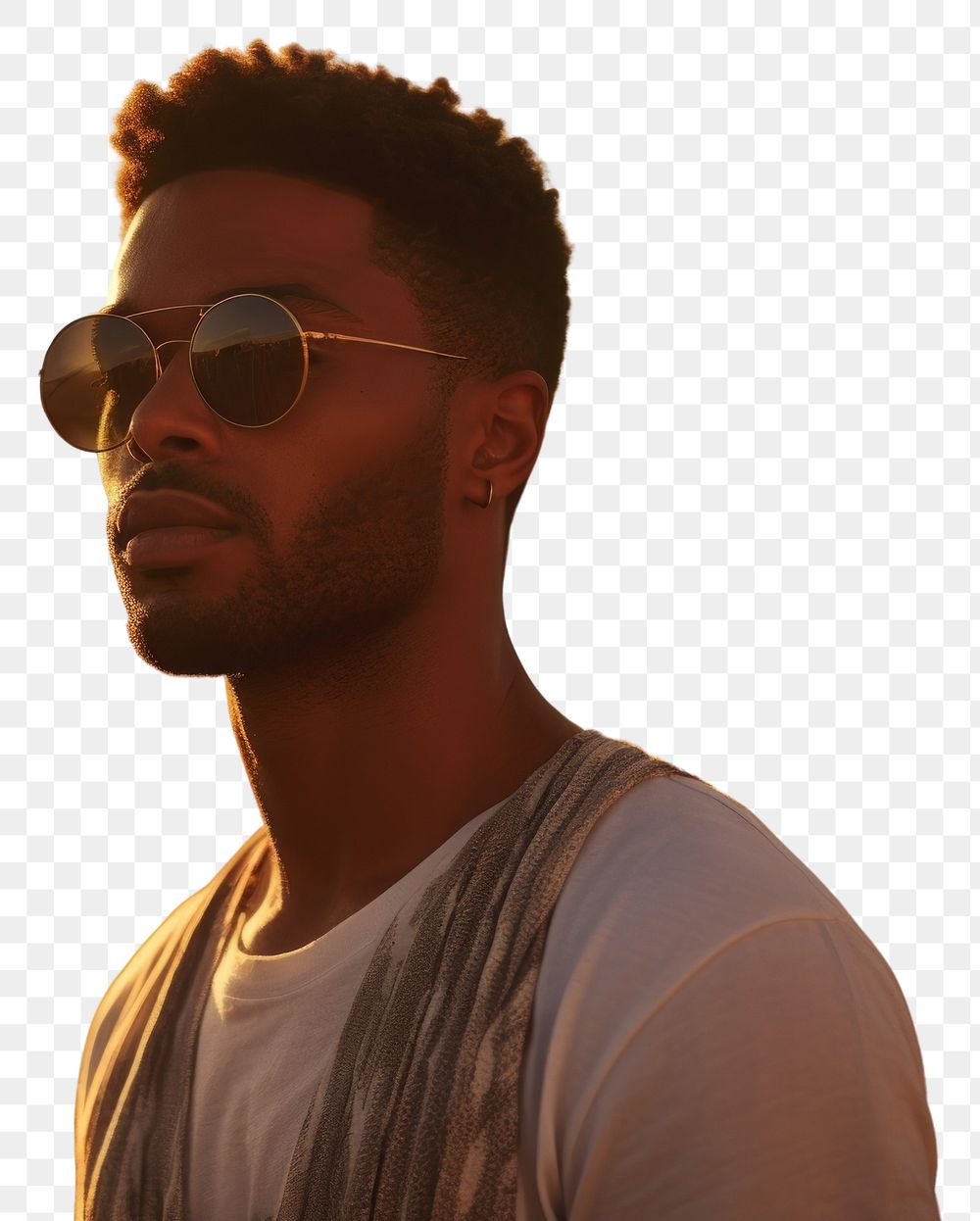 PNG Black man sunglasses portrait outdoors. AI generated Image by rawpixel.