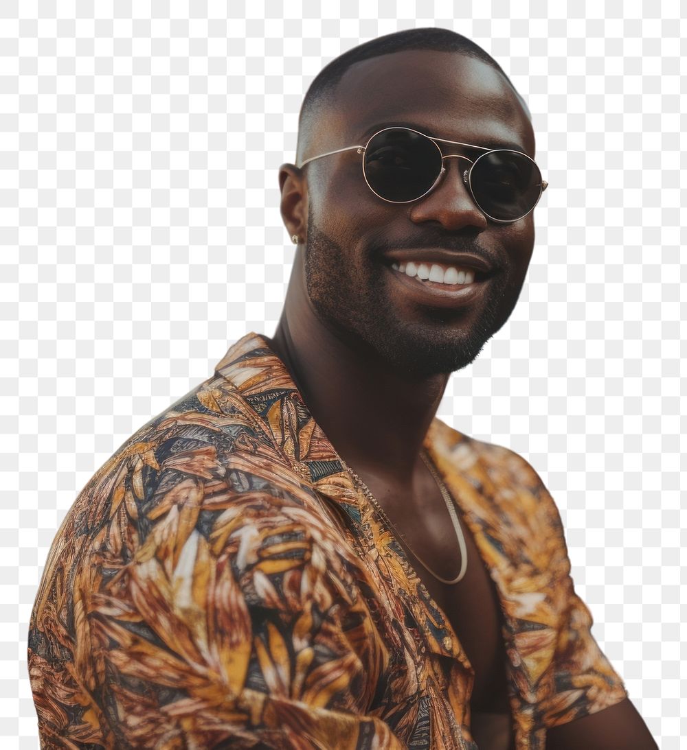 PNG Black man sunglasses portrait summer. AI generated Image by rawpixel.