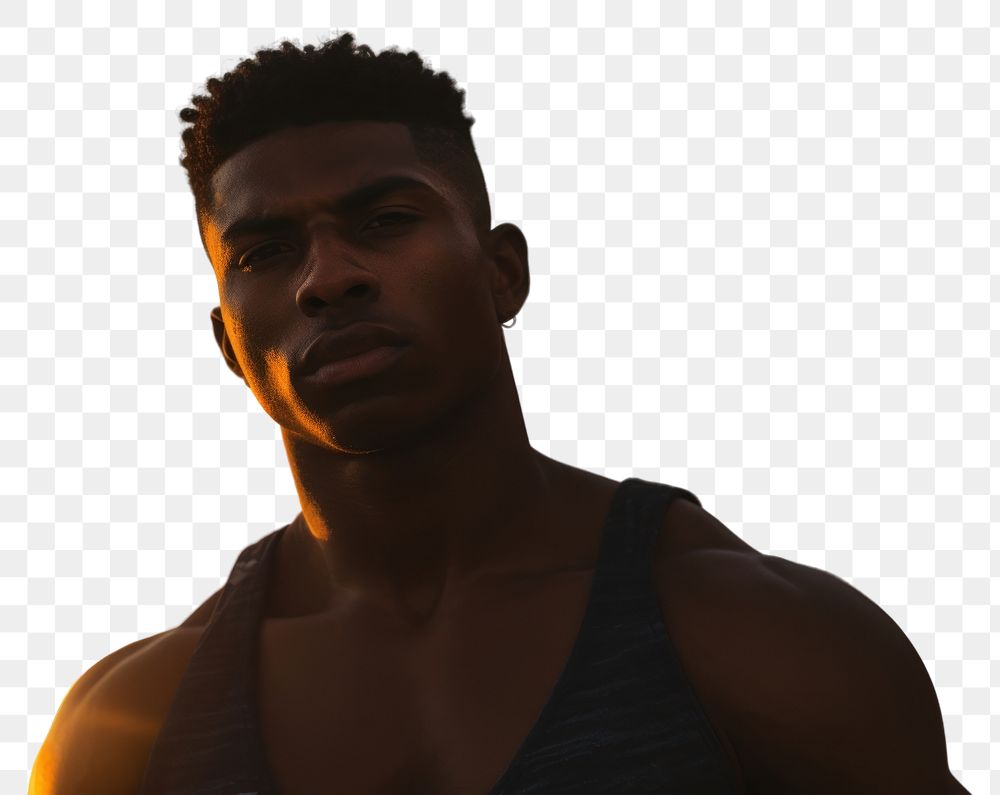 PNG Black man portrait sunset adult. AI generated Image by rawpixel.