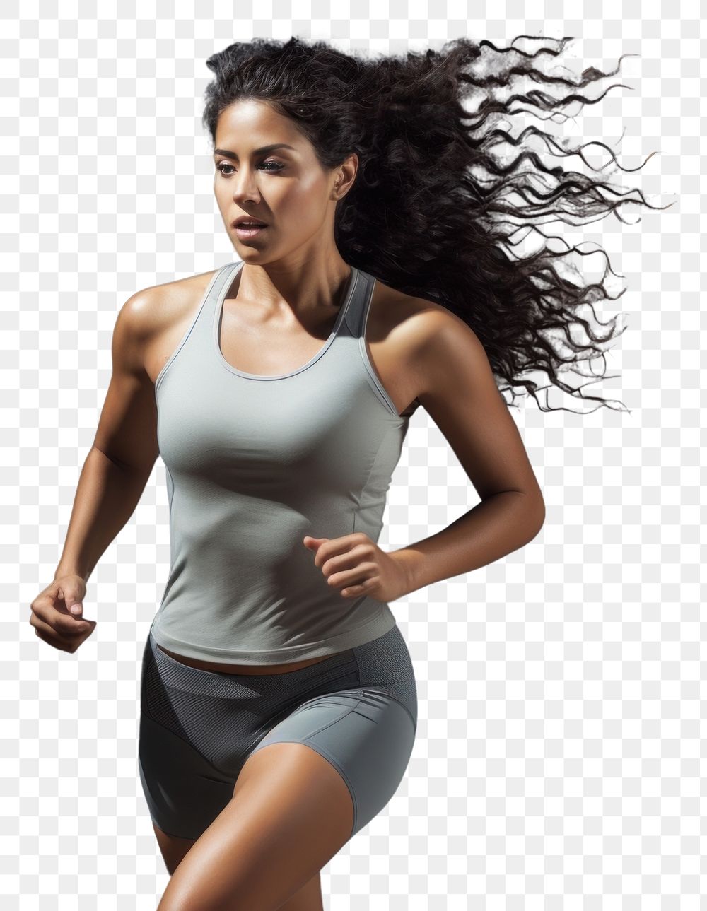 PNG  Woman running in sports outfit jogging dancing adult. AI generated Image by rawpixel.