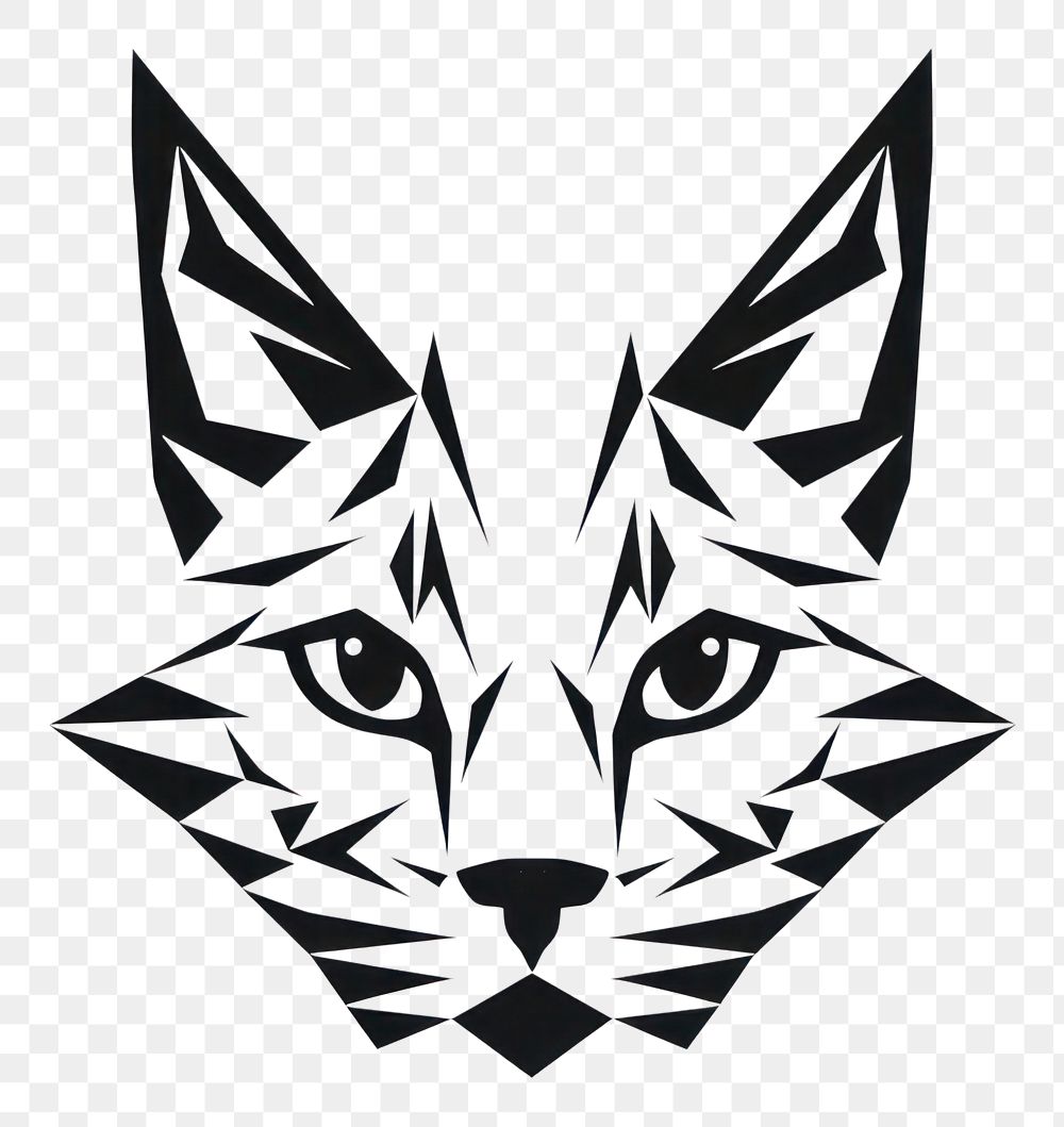 PNG Cat face white black logo. AI generated Image by rawpixel.