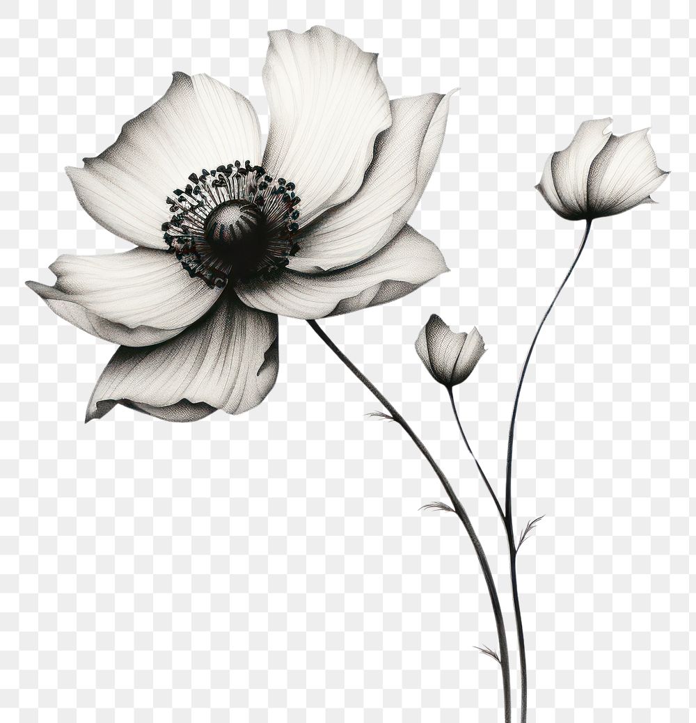 PNG Anemone flower drawing anemone sketch. AI generated Image by rawpixel.