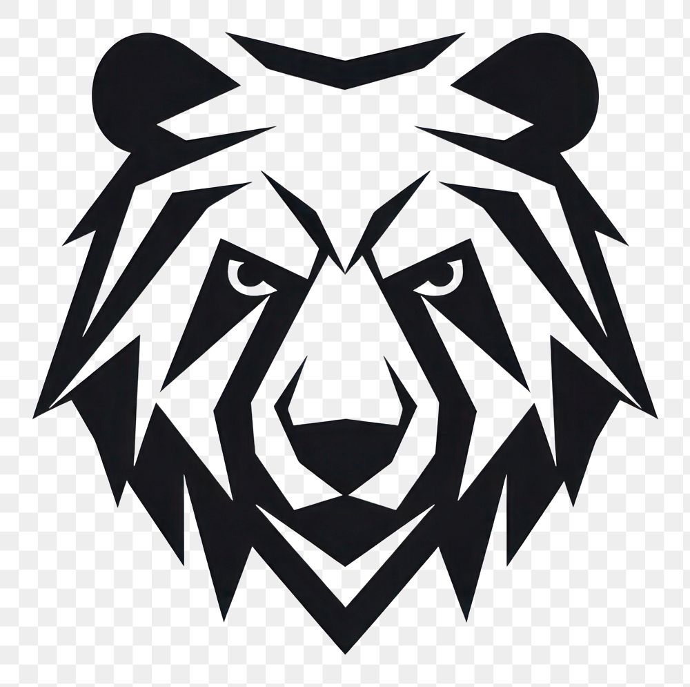PNG Bear face white logo creativity. AI generated Image by rawpixel.