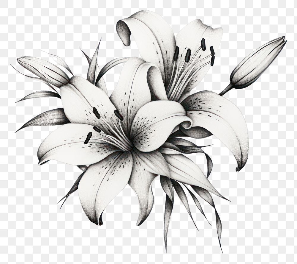 PNG Lily drawing flower sketch. AI generated Image by rawpixel.