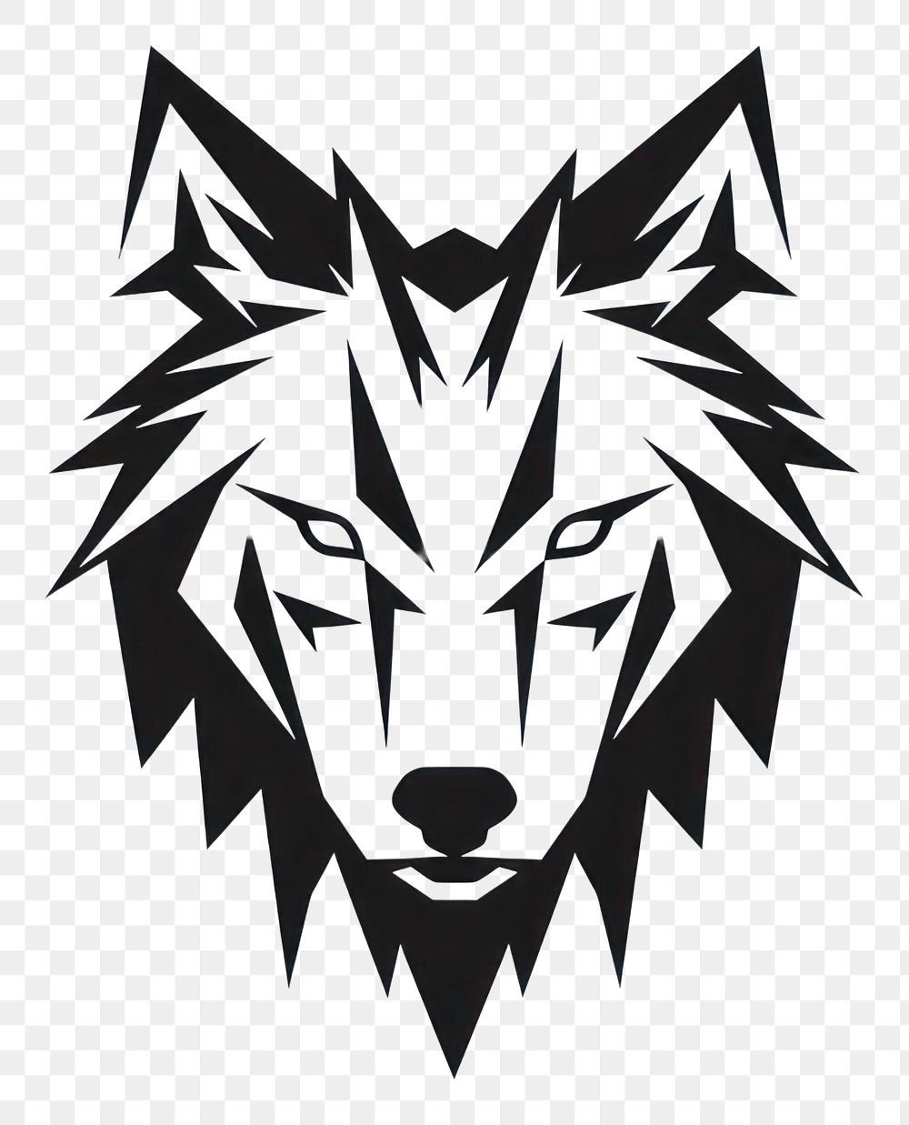 PNG Wolf white black logo. AI generated Image by rawpixel.