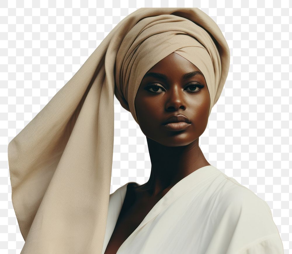 PNG Minimalist traditional clothing portrait fashion turban. AI generated Image by rawpixel.