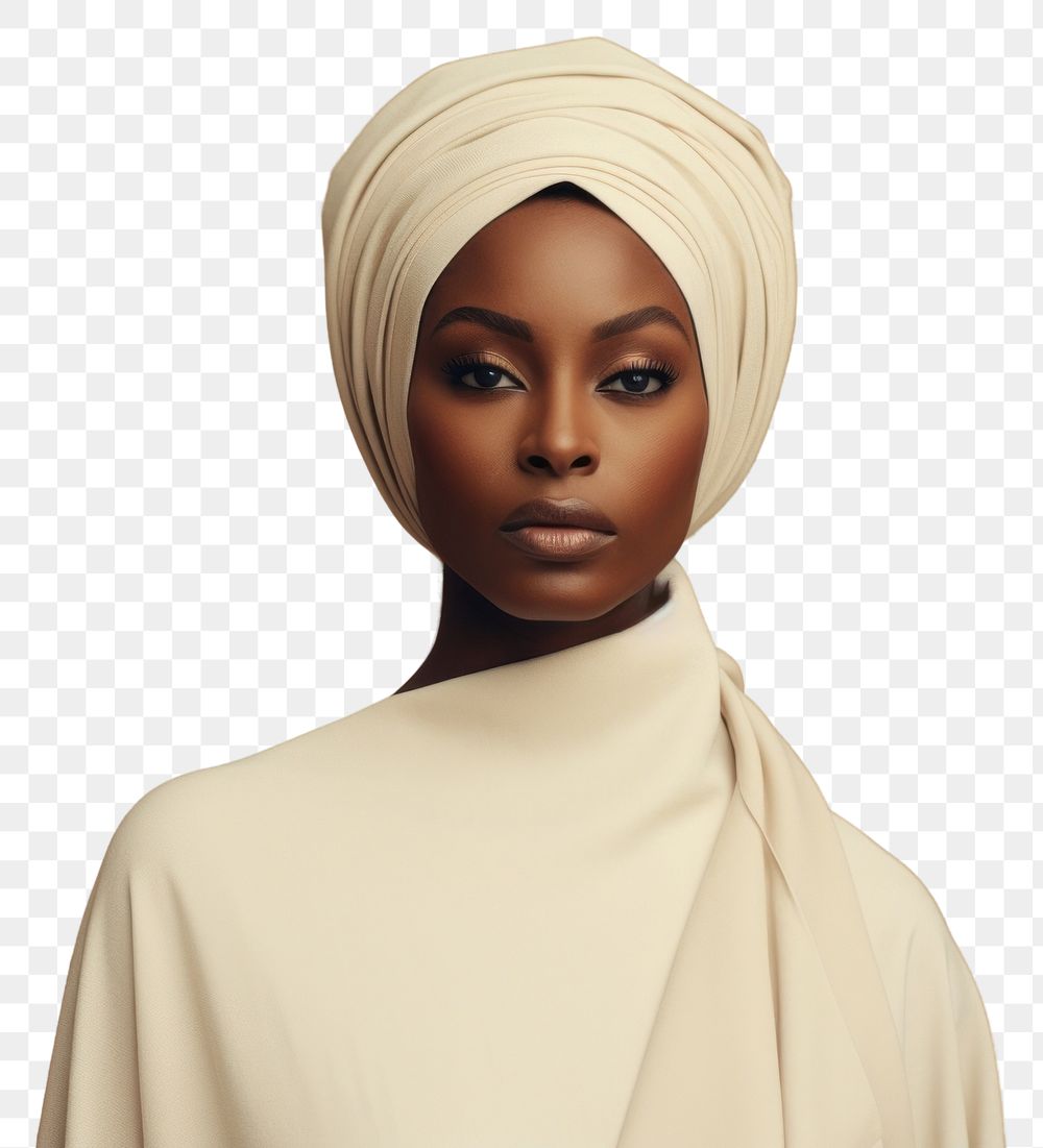 PNG Minimalist traditional clothing portrait fashion turban. AI generated Image by rawpixel.