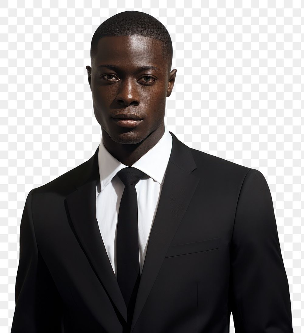 PNG  Dark skinned man portrait photography tuxedo. AI generated Image by rawpixel.