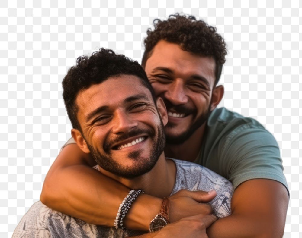 PNG Brazilian gay couple portrait romance beach. AI generated Image by rawpixel.