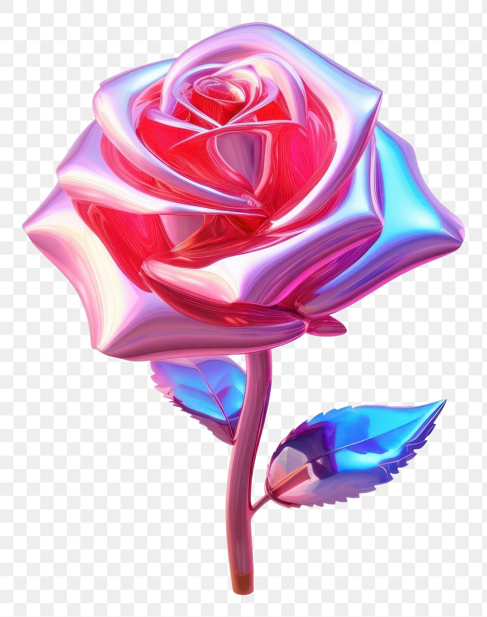 PNG 3d cartoon rose flower petal plant. AI generated Image by rawpixel.