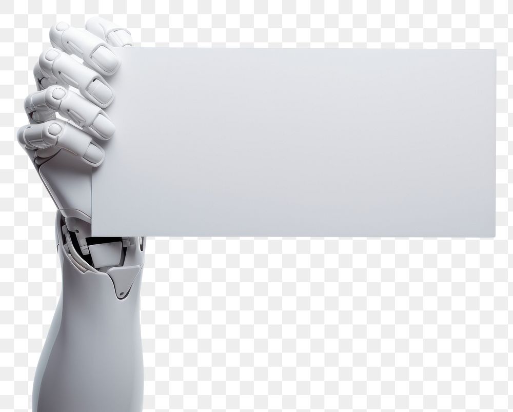 PNG 3d robot hand holding a white sign finger medication clothing. AI generated Image by rawpixel.