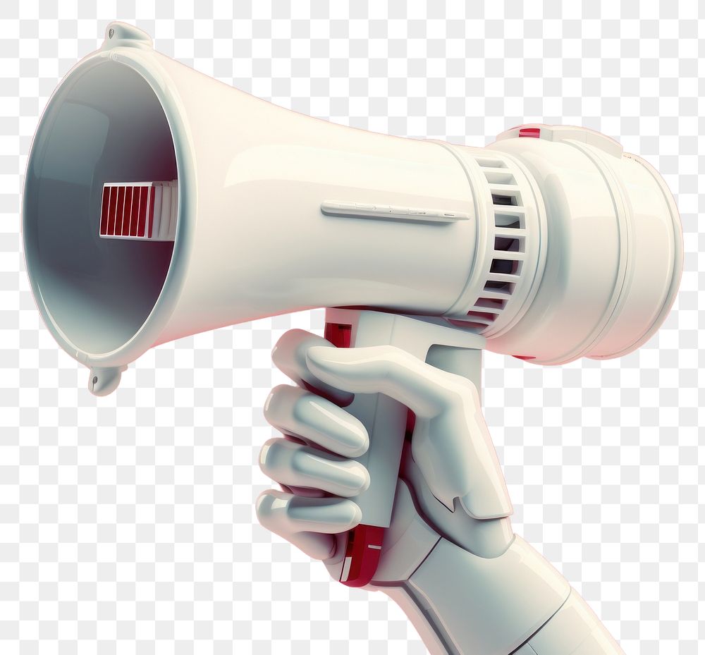 PNG 3d robot hand holding megaphone technology surveillance electronics. AI generated Image by rawpixel.
