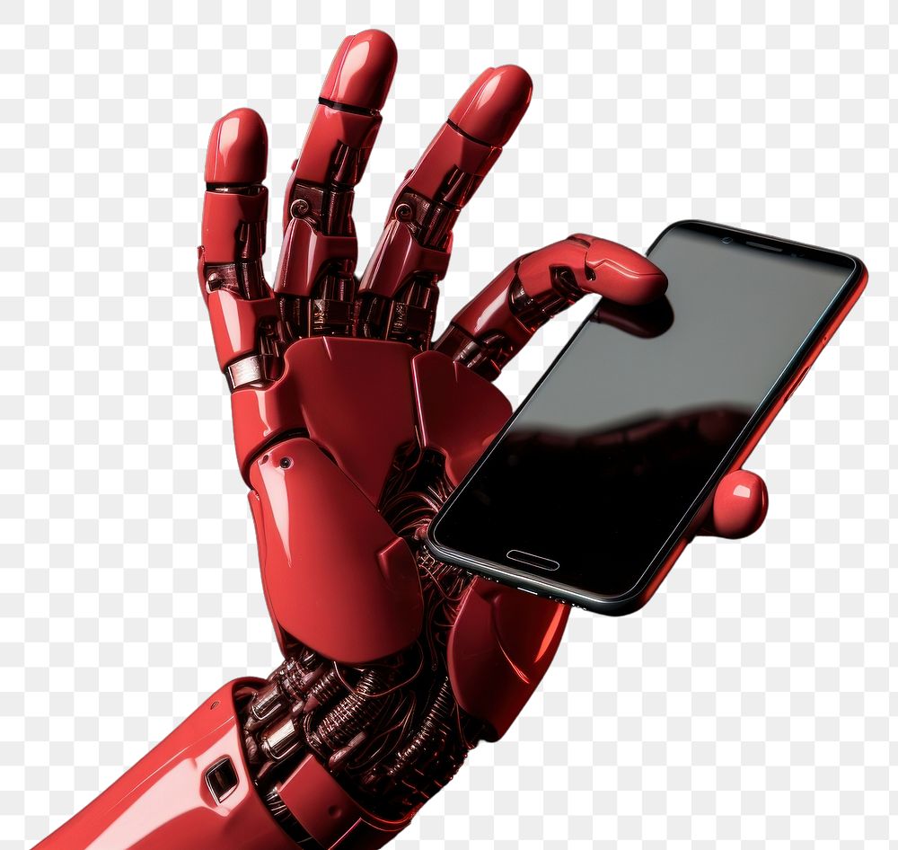 PNG 3d robot hand with phone technology invertebrate electronics. AI generated Image by rawpixel.