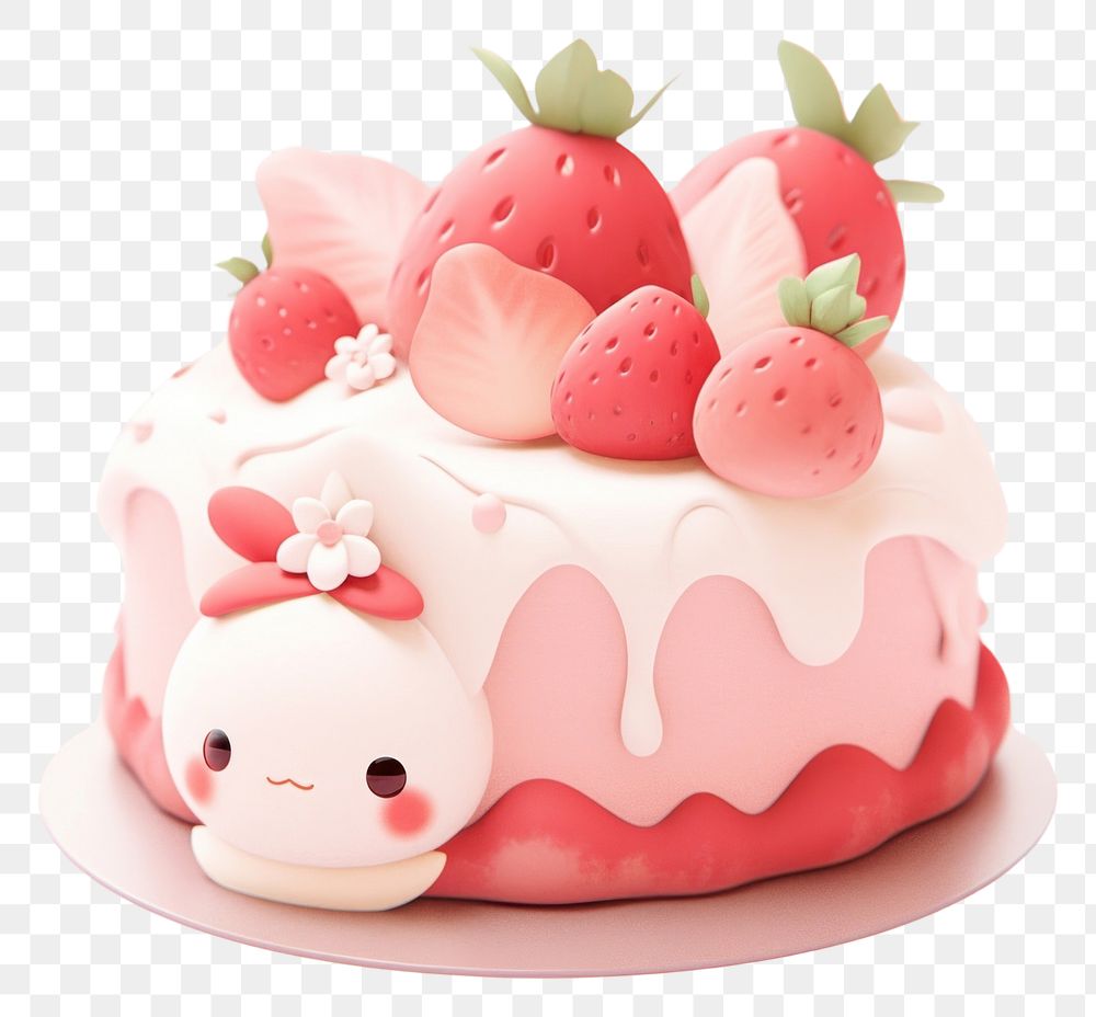 PNG Strawberry cake dessert cream food. AI generated Image by rawpixel.