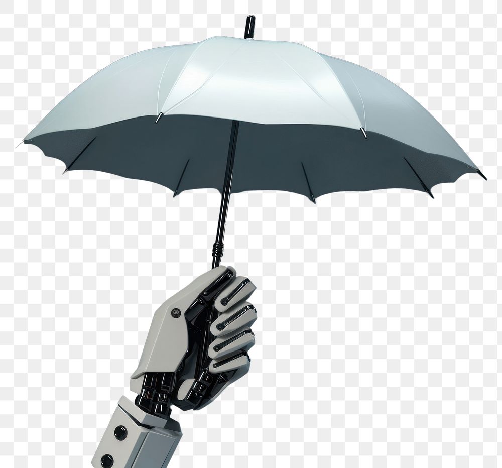 PNG 3d robot hand holding an umbrella protection sheltering shielding. AI generated Image by rawpixel.
