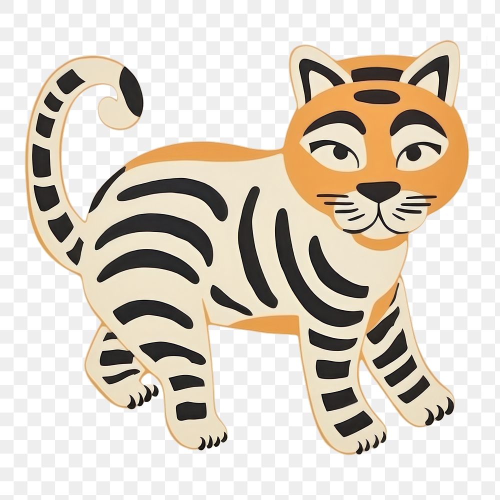 PNG  Animal mammal tiger art. AI generated Image by rawpixel.