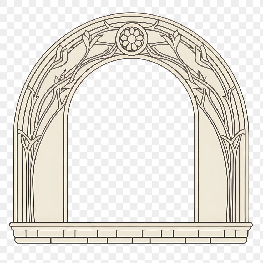PNG Frame with arch and flower architecture circle art. AI generated Image by rawpixel.