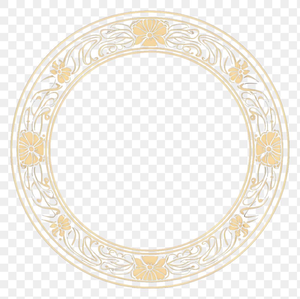 PNG  Flower circle frame gold art accessories. AI generated Image by rawpixel.