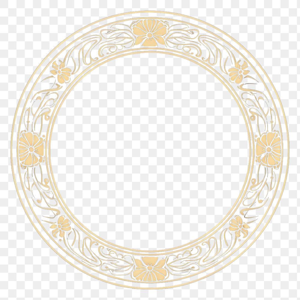 PNG Flower circle frame gold art accessories. 