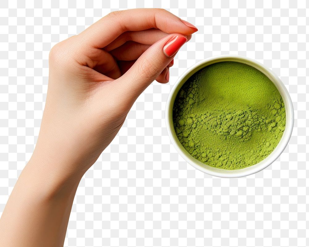 PNG Matcha hand white background refreshment. AI generated Image by rawpixel.