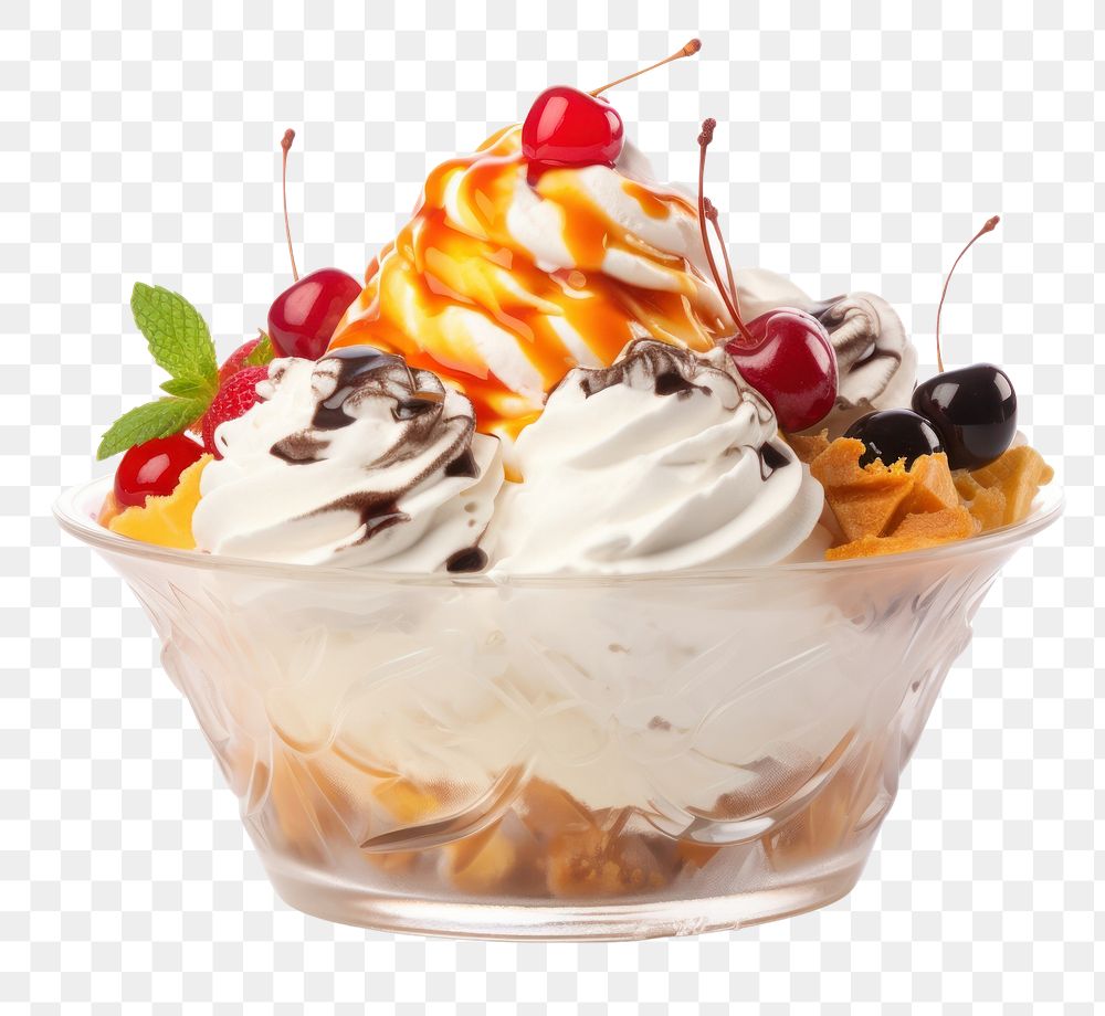 PNG Ice cream cup dessert sundae fruit. AI generated Image by rawpixel.