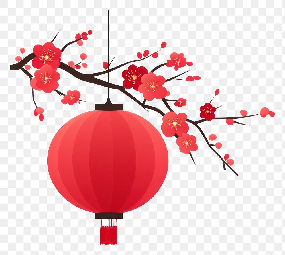 PNG  Chinese new year lantern hanging flower. AI generated Image by rawpixel.