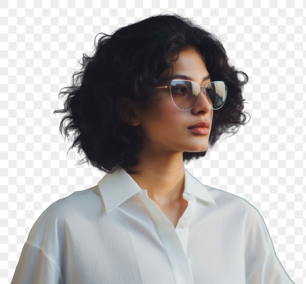 PNG Hispanic women glasses portrait blouse. AI generated Image by rawpixel.