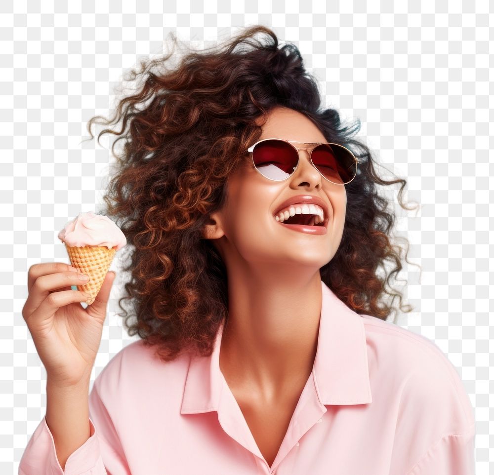 PNG Eating ice cream laughing glasses dessert. AI generated Image by rawpixel.