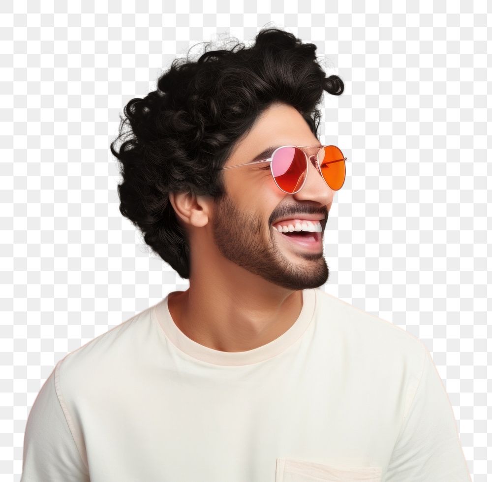 PNG Hispanic men laughing glasses adult. AI generated Image by rawpixel.