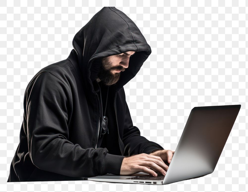 PNG  Hacker laptop hood sweatshirt. AI generated Image by rawpixel.