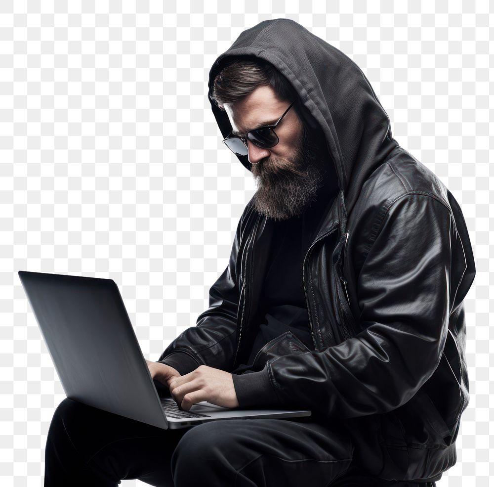 PNG  Hacker laptop computer portrait. AI generated Image by rawpixel.