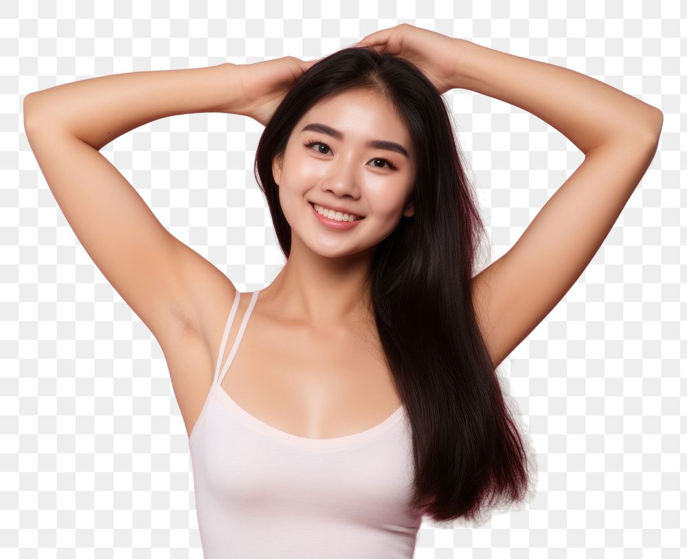 PNG  Asian girl portrait adult smile. AI generated Image by rawpixel.