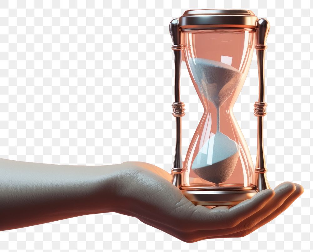 PNG 3d robot hand hourglass adult time. AI generated Image by rawpixel.