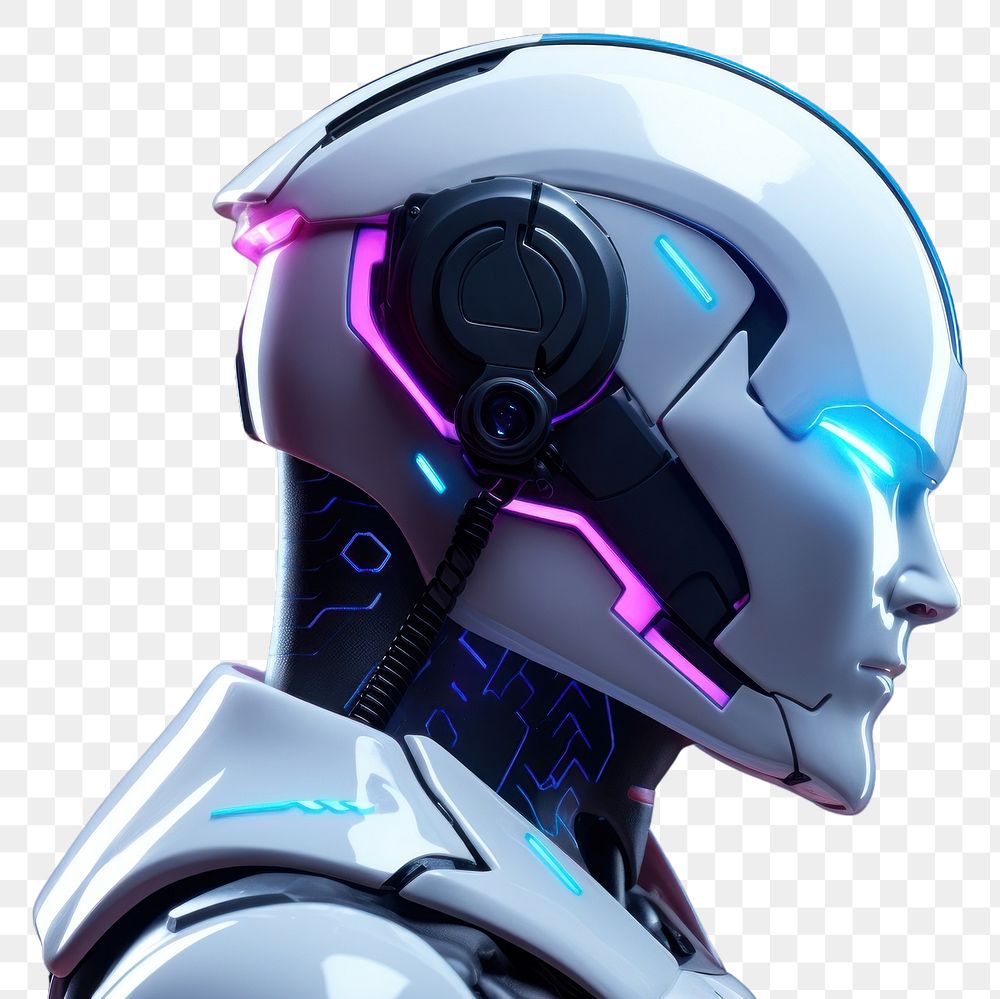 PNG White human robot blue technology futuristic. AI generated Image by rawpixel.