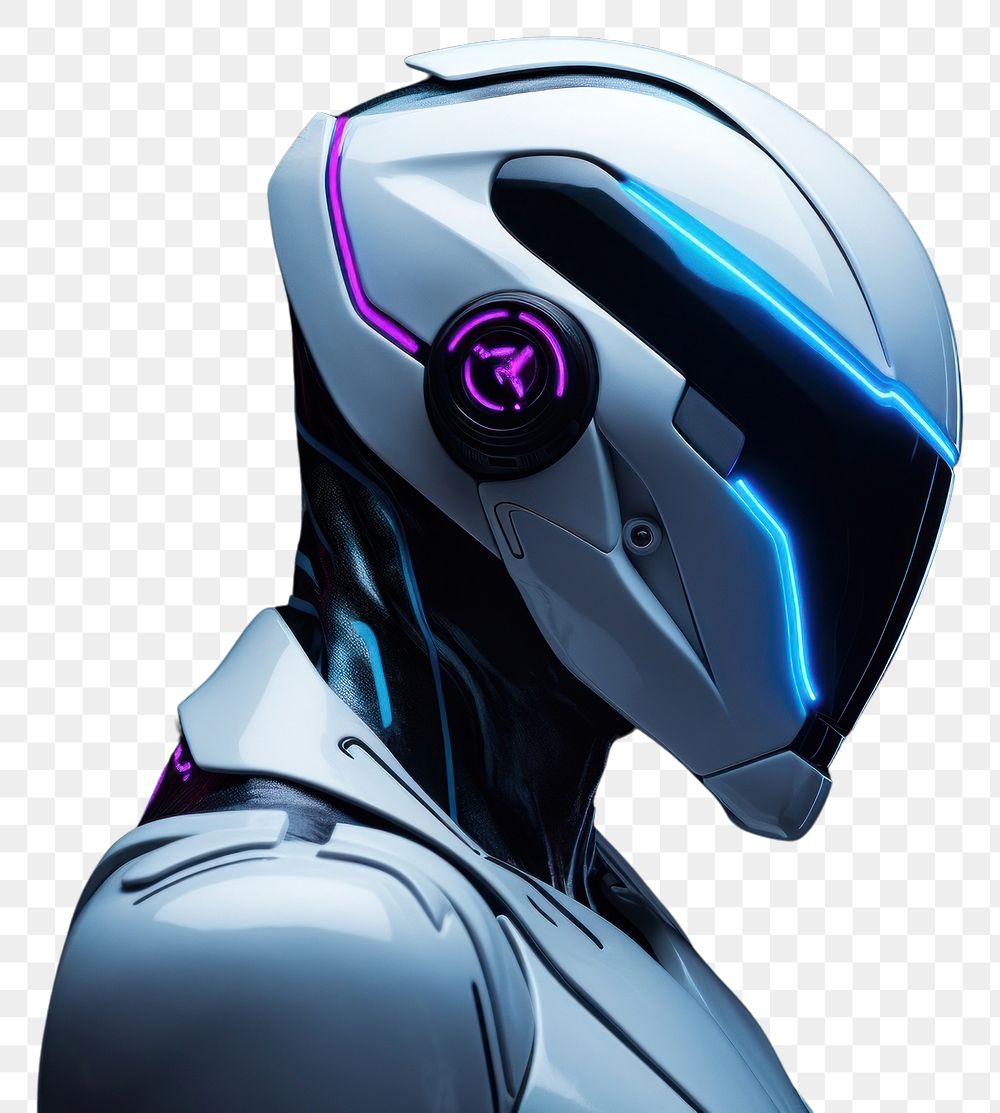 PNG White human robot helmet technology futuristic. AI generated Image by rawpixel.