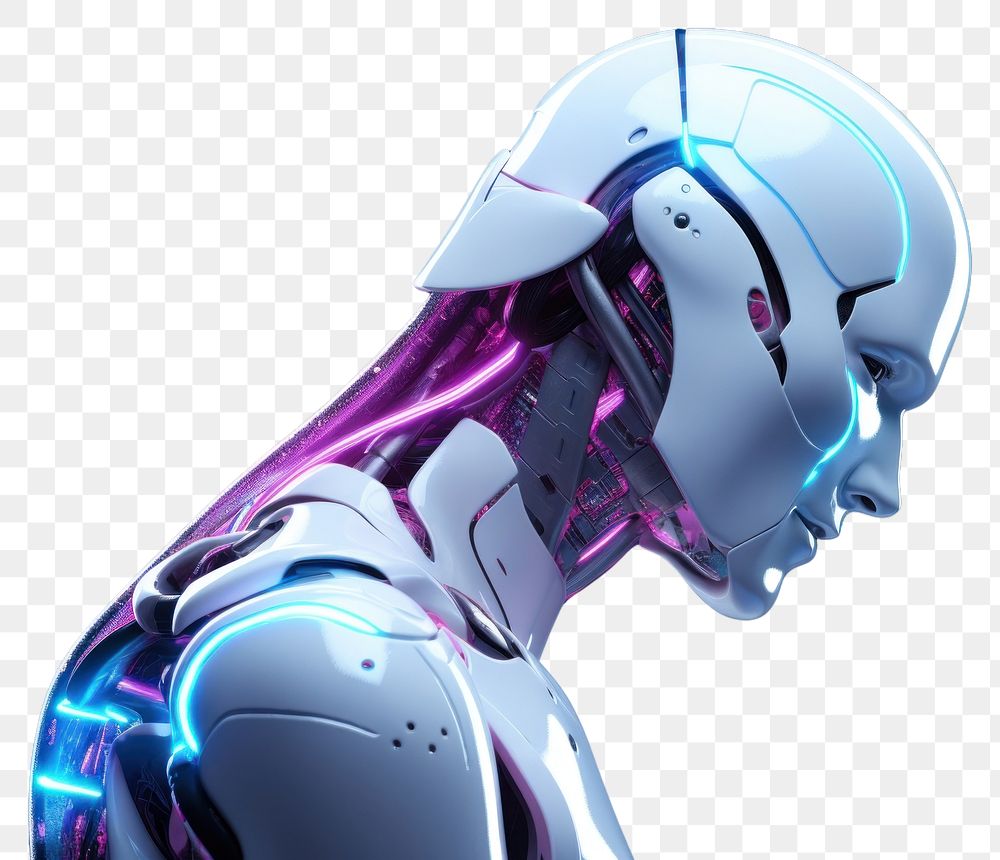 PNG White human robot blue futuristic technology. AI generated Image by rawpixel.