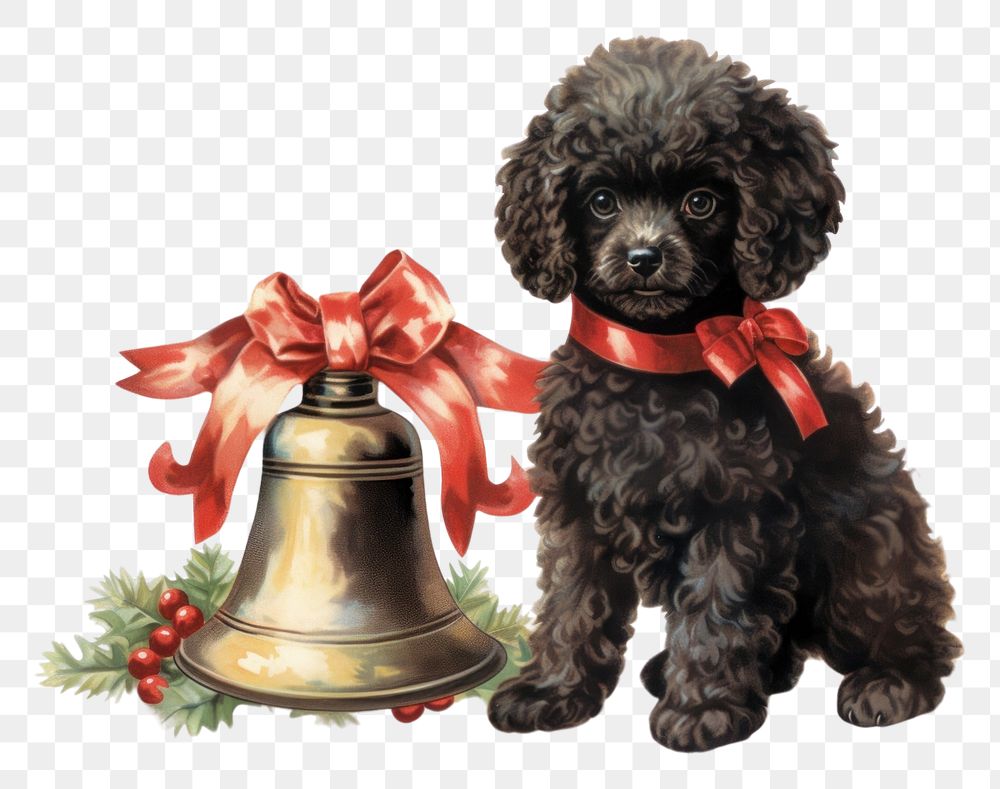 PNG Christmas bell mammal animal poodle. AI generated Image by rawpixel.