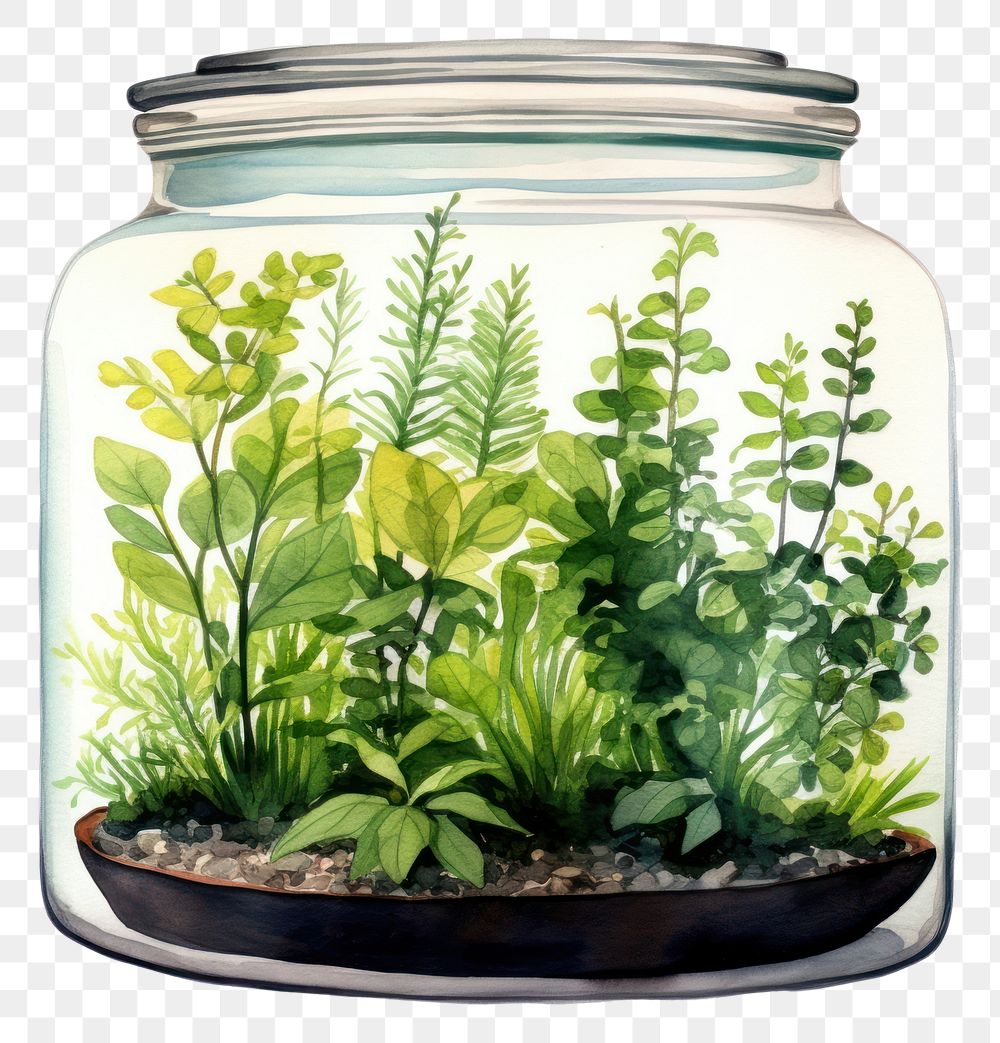 PNG Glass plant herbs jar aquarium glass water. AI generated Image by rawpixel.