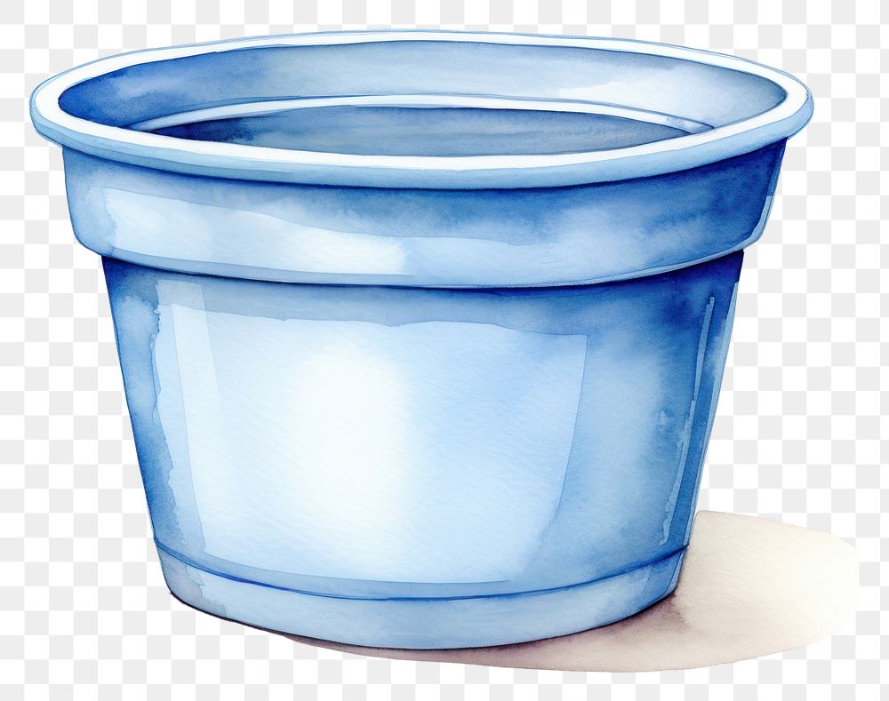 PNG Single blue pot with saucer white background flowerpot container. AI generated Image by rawpixel.