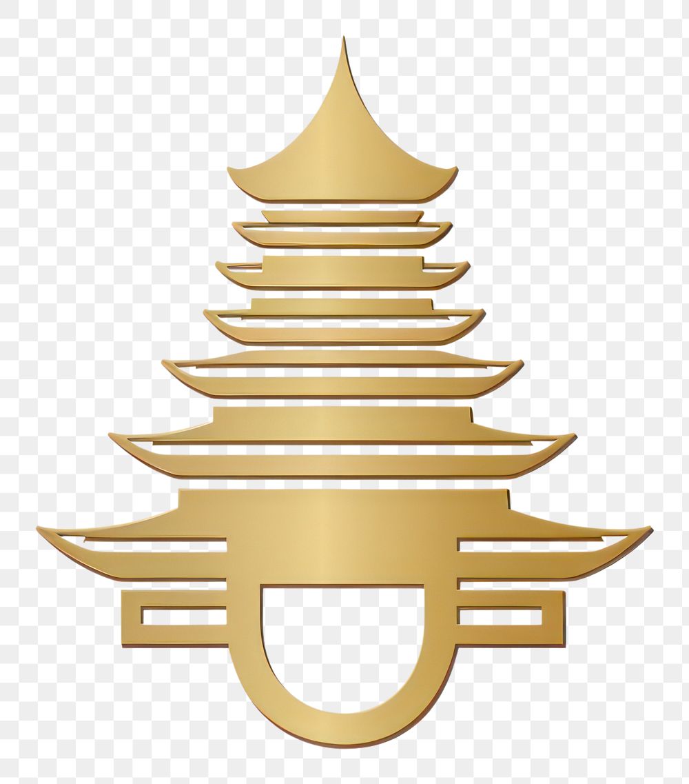PNG  Chinese icon architecture pagoda gold. AI generated Image by rawpixel.