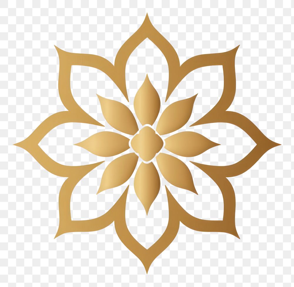 PNG Flower icon decoration pattern gold. AI generated Image by rawpixel.
