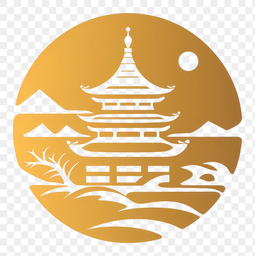 PNG Japanese clond icon gold logo architecture. AI generated Image by rawpixel.
