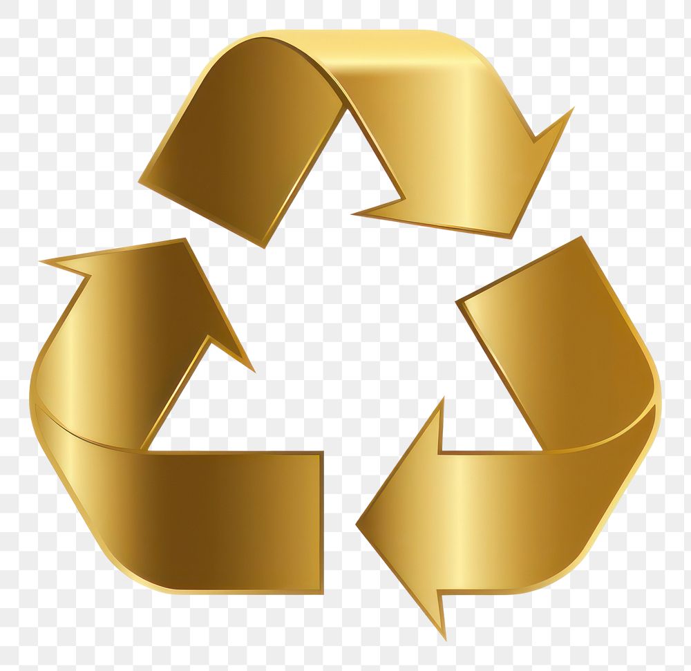PNG Recycle icon symbol gold white background. AI generated Image by rawpixel.