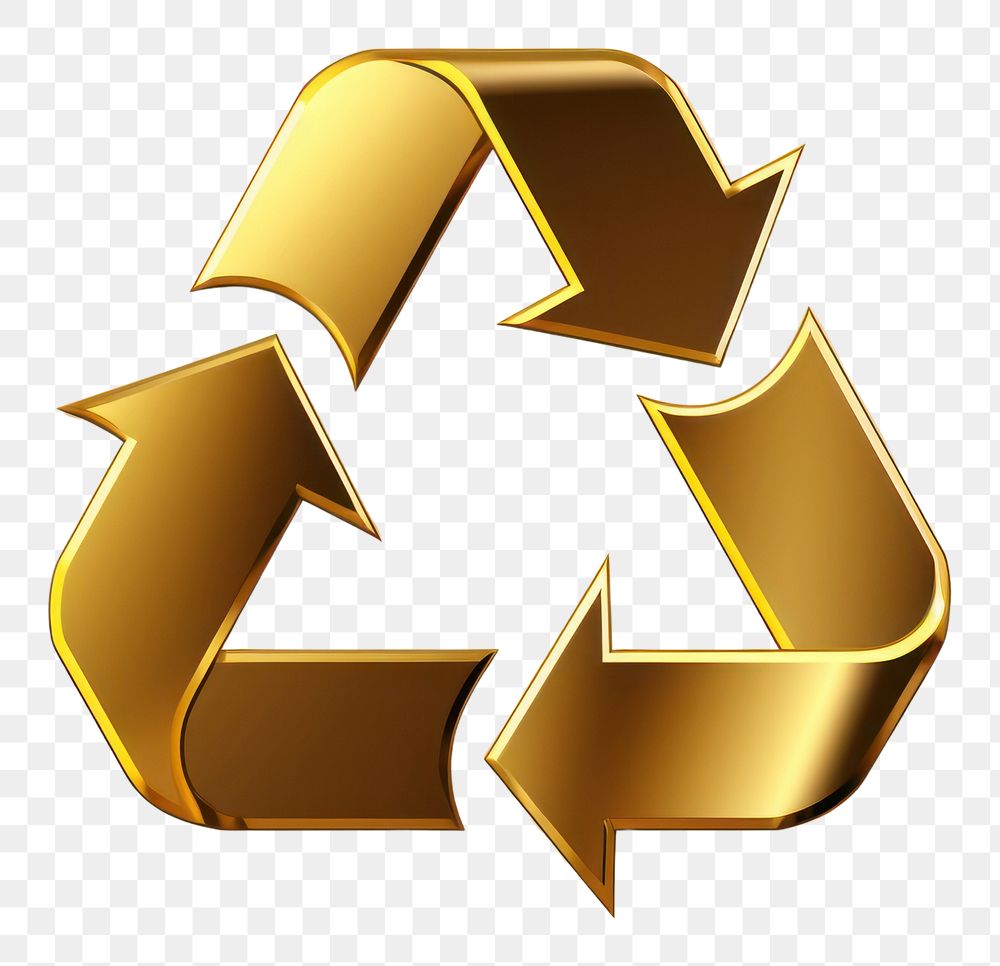 PNG Recycle icon symbol gold logo. AI generated Image by rawpixel.
