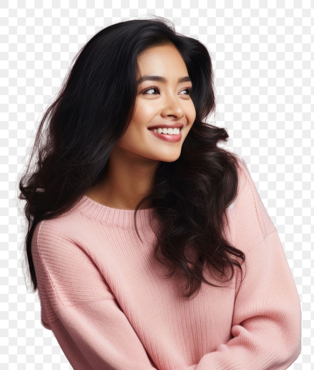 PNG Asian tan woman smiling looking sweater. AI generated Image by rawpixel.