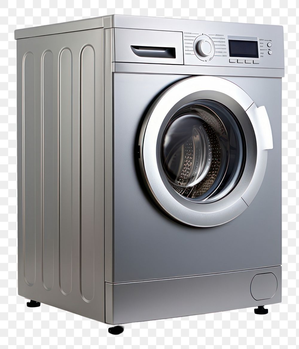 PNG A gray metallic washing machine appliance dryer white background. AI generated Image by rawpixel.