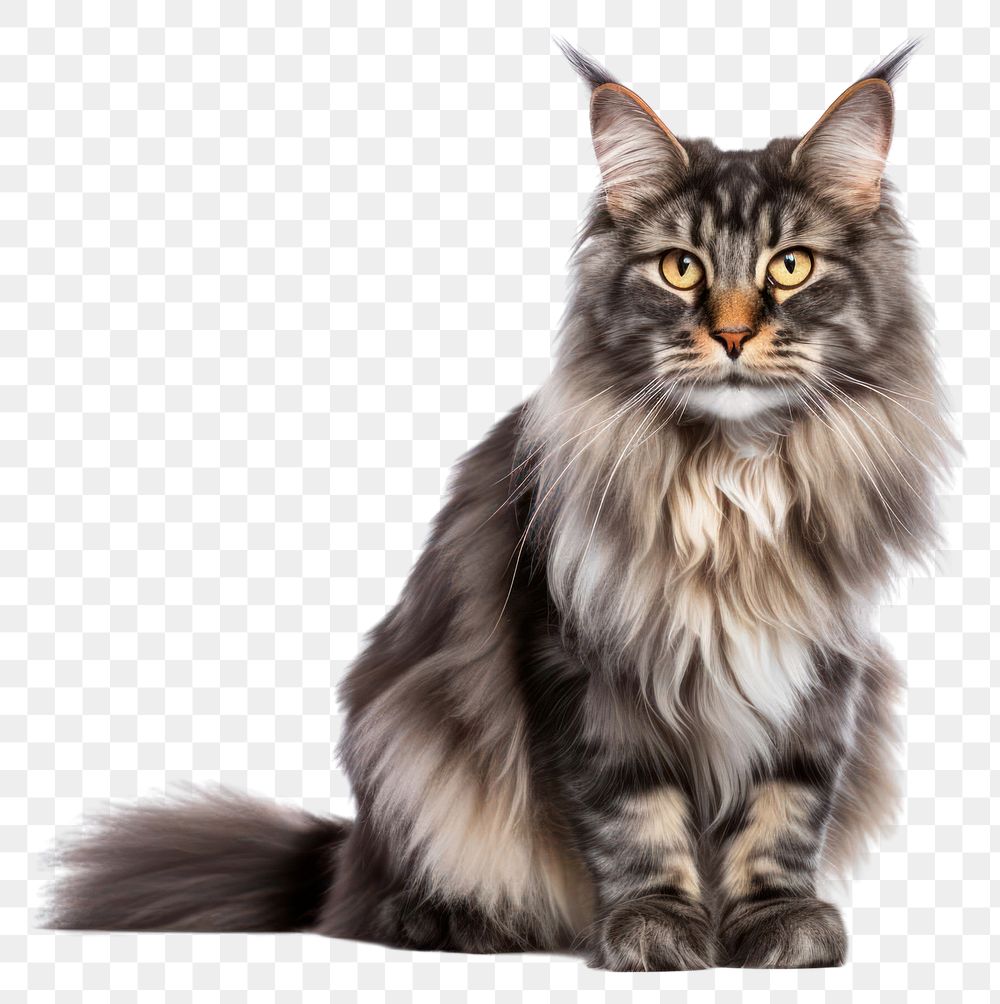 PNG Blue tortie Maine Coon cat sitting mammal animal. AI generated Image by rawpixel.