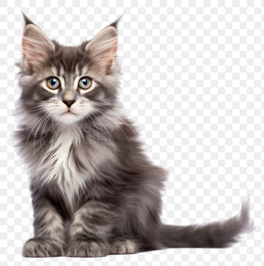 PNG Cute blue tortie Maine Coon cat kitten mammal animal pet. AI generated Image by rawpixel.