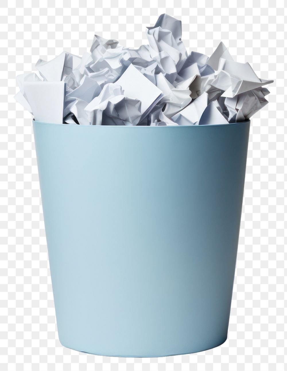 PNG Gray trash can with paper sheets white background flowerpot container. AI generated Image by rawpixel.